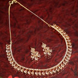 ZENEME Gold Plated American Diamond Studded Jewellery Set-39