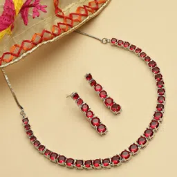Kennice Rhodium-Plated AD Studded  Jewellery Set-40