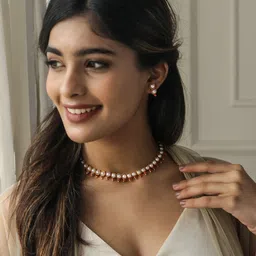 Fida Gold-Plated White Pearl Beaded Temple Jewellery Set-image-68