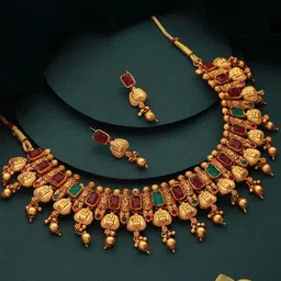 Jazz and Sizzle Gold-Plated Stone-Studded Necklace & Earrings-59