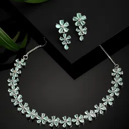 ZENEME Rhodium-Plated AD-Studded Jewellery Set-7