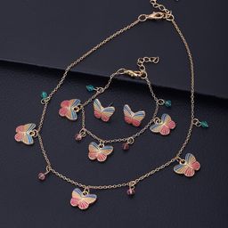 Carlton London Girls Gold-Plated Pink & Turquoise Blue Jewellery Set-image-69