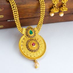 PRIVIU Gold Plated Traditional Jewellery Set-image-72