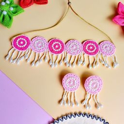 Sangria Gold Plated Beaded Choker Jewellery Set-19