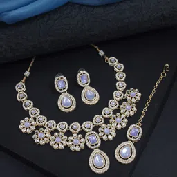 I Jewels Gold-Plated Stone-Studded Choker Jewellery Set-13