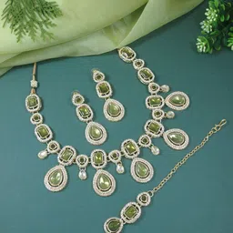 I Jewels Gold-Plated Stone-Studded Choker Jewellery Set-picture-50