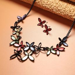 SOHI Butterfly Necklace & Earrings Jewellery Set-35