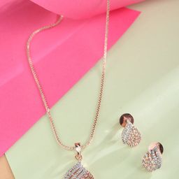 Saraf RS Jewellery Rose Gold-Plated & White AD Studded Jewellery Set-96