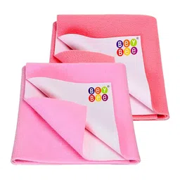 BeyBee Kids Pink & Solmon Rose 2 Pcs Cotton Breathable & Lightweight Mattress Protectors-image-109
