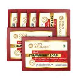 Khadi Organique Set Of 6 Strawberry Herbal Soap with Essential Oils - 125g Each-19