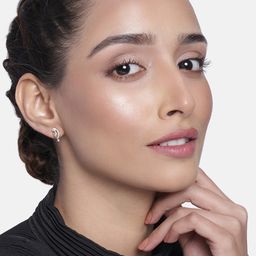Estele Women Gold-Toned & White Contemporary Studs-image-74