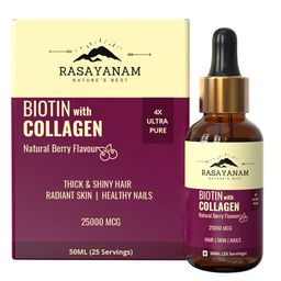 Rasayanam Biotin with Collagen 25000mcg,  50 ml  Natural Berry -13