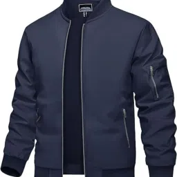 Men Solid Bomber Jacket-image-74