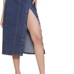 puella Women Solid Straight Blue Skirt-picture-13