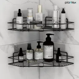 Bathroom Corner Shelf/Wall Shelf With Self Adhesive Hooks/Shelf Organizer Steel Wall Shelf-image-41