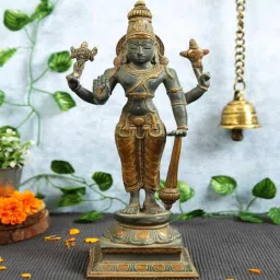 Vishnu Multicolour Brass Idol-image-28