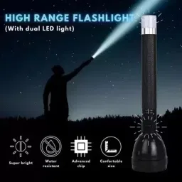 zeno volt 1 Km Lithium Battery Long Range Led torch Light Rechargeable & Dual Battery 5 hrs Torch Emergency Light image 4