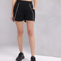 hrx by hrithik roshan Solid Women Black Sports Shorts-picture-1