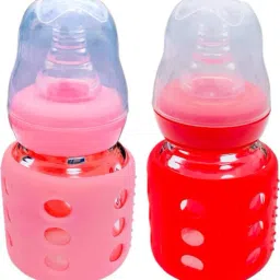 Glass Feeding Bottle With Silicone Cover For Newborn Baby. (Pack Of 2) Each - 60 ml-image-13