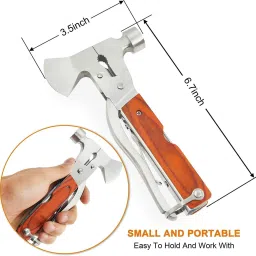 NSV Folding Push Button Lock Multi Tool For Hiking , Camping , Travelling Axe, Knife Sharpener, Multi Tool, Pocket Knife, Saw, Can Opener, Folding Saw, Hatchet image 2