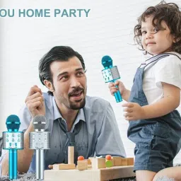 zmoly Duplex Bluetooth Mic WS-858 SING SONG MIKE Speaker 2-in1 With Recording + USB + FM Microphone image 3