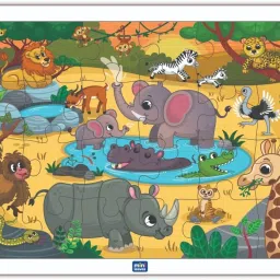 Wooden Safari Animal Puzzle for Kids 3+ | With Tray | Safe & Fun-image-29