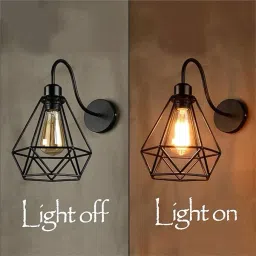 (PACK OF 2) Antique Decorative Diamond cage Indoor Outdoor Light BLACK (METAL) Wall Lights Lamp Shade-33