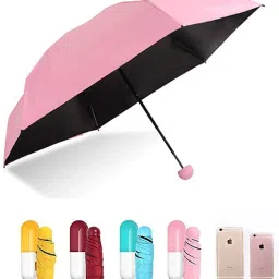 Light and Small Mini Umbrella with Cute Capsule Case,5 Folding Compact Pocket Umbrella, Especially for Kids (Multicolor, Color As Per Availability) Umbrella-image-25