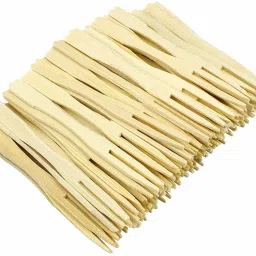 Bio-degradable Disposable Wooden Fruit/Dessert Fork 8 cm Pack of 100 Disposable Bamboo Dessert Fork, Fruit Fork, Salad Fork Set-18
