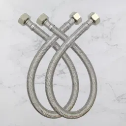18" Inch SS-304 Stainless Steel Braided Connection Pipe for Wash Basin, kitchen Sink, Geyser, Countertop Faucets/Water Taps (Pack of 2) Hose Pipe-image-32