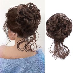 Extension Curly Wavy Chignon pieces for Women Girls Brown 1ps Hair Extension-image-39