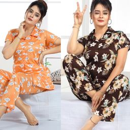 sidwa Women Night Suit Set Multicolor Printed-picture-48