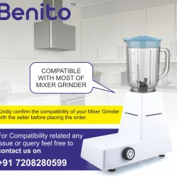 benito Crystal Juicer Jar 1L – Unbreakable Transparent Polycarbonate with Blade Mixer Juicer Jar image 3