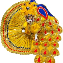 5 No Laddu Gopal Ji Beautiful Yellow combo with Pagdi Dress-37