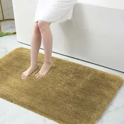 Gold Solid Microfibre 36x24 Inches AntiSkid Bath Mat by Luxe Home International-picture-16