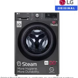 lg 9 kg Front Load Washer Dryer with AI Direct Drive Technology, Wi-Fi Enabled , Steam remove allergen & Turbo Wash Ready to Wear Clothes Fully Automatic Front Load with In-built Heater Black image 2