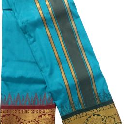 exclusive Dhoties Traditional Art Silk Color With 5"inch Jacquard Temple Tower Border Men Dhoti-image-42