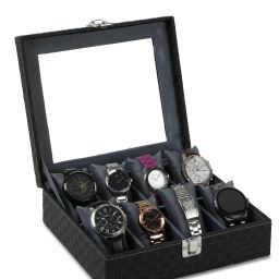 Mens and Womens Watch Box Holder Organizer Case in Black color(12 Compartments) Watch Box-image-30