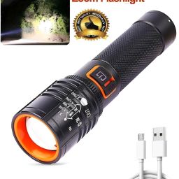 035 Torch Light (ZOOMABLE METAL)5 Modes Flashlight, Super Bright Torch 2 hrs Torch Emergency Light-image-71