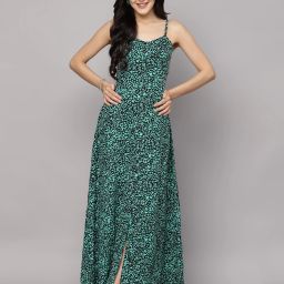 Women Maxi Green, Black Full Length Dress-image-98