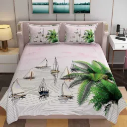 250 TC Polycotton Double 3D Printed Flat Bedsheet-image-4