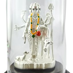 SILVERSPOT JEWEL 999 Pure Silver Swami Dattatreya with Acrylic Base Idol Decorative Showpiece-14 cm-image-22