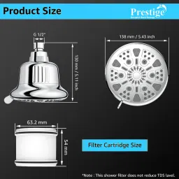 prestige 5-INCH SHOWER FILTER WITH 7-Function,Shower Head With 7inch Arm and Flange Fixed Mount image 4