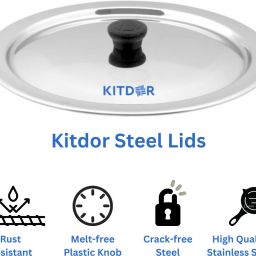 Steel Lids with Knob, Regular size Set of 3 (21cm, 24cm, 26.5cm) 8.3 inch, 9.4 inch, 10.4 inch Lid Set-19