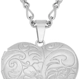 Fading Heart Photo Memory Locket Pendant Valentine Gift for Women and Girls Stainless Steel, Sterling Silver-image-12