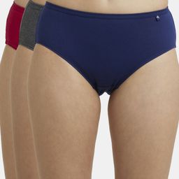 jockey Pack of 3 1406 High Coverage Super Combed Cotton with StayFresh Treatment Women Hipster Multicolor Panty-picture-13