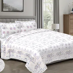 140 TC Cotton Double Jaipuri Prints Flat Bedsheet-image-88