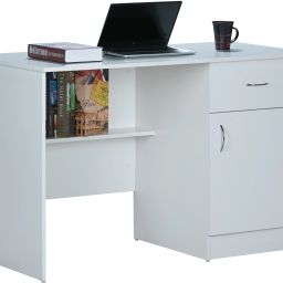 Hermes White Engineered Wood Office Table-28