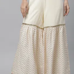 Women Regular Fit White Viscose Rayon Trousers-image-1