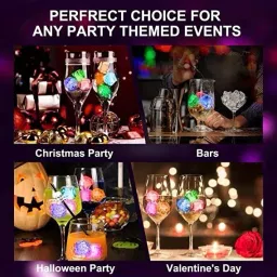 kidwill 3Pcs Led Light Ice Cube for Drinks Multi Color Light Ice Cube Shape Square Drinking Roulette image 2